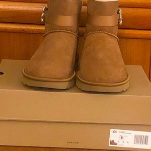 UGG Mini Boot with side rhinestone brooch